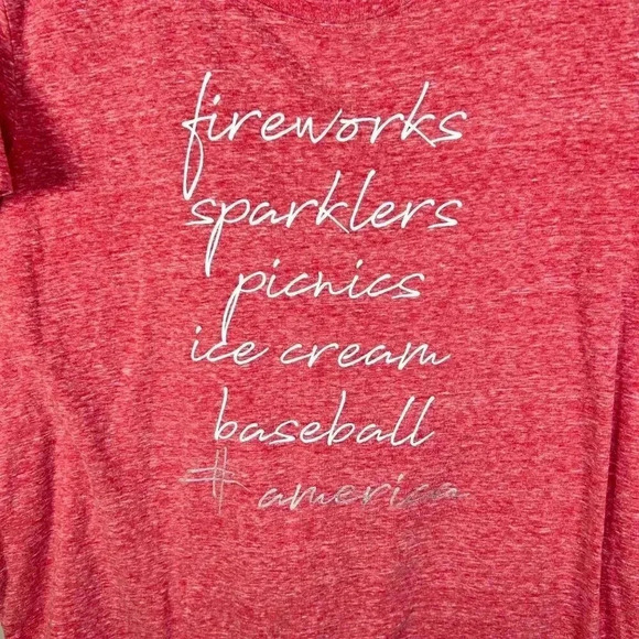 State of Mine Holiday T-Shirt Size XL Red Short Sleeve Script Party Fireworks - Picture 3 of 4